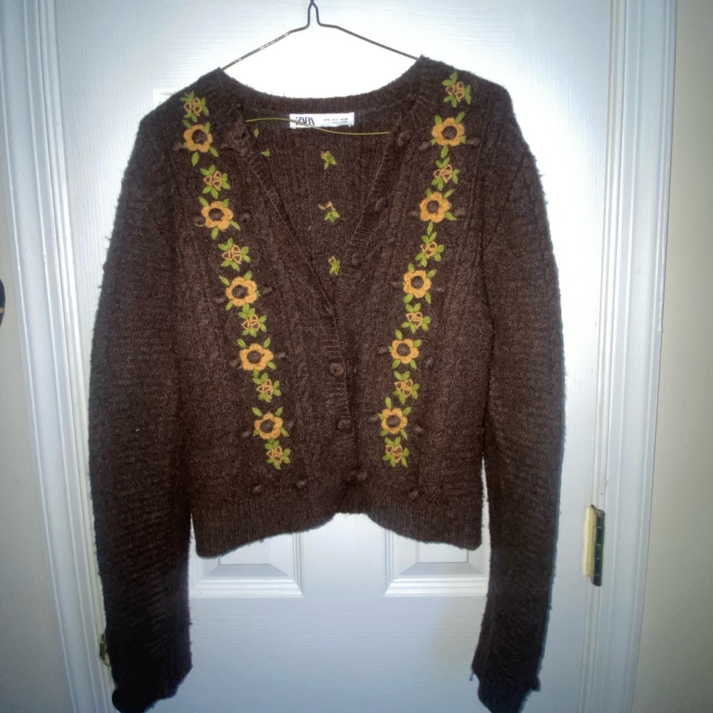 Brown cardigan sweater